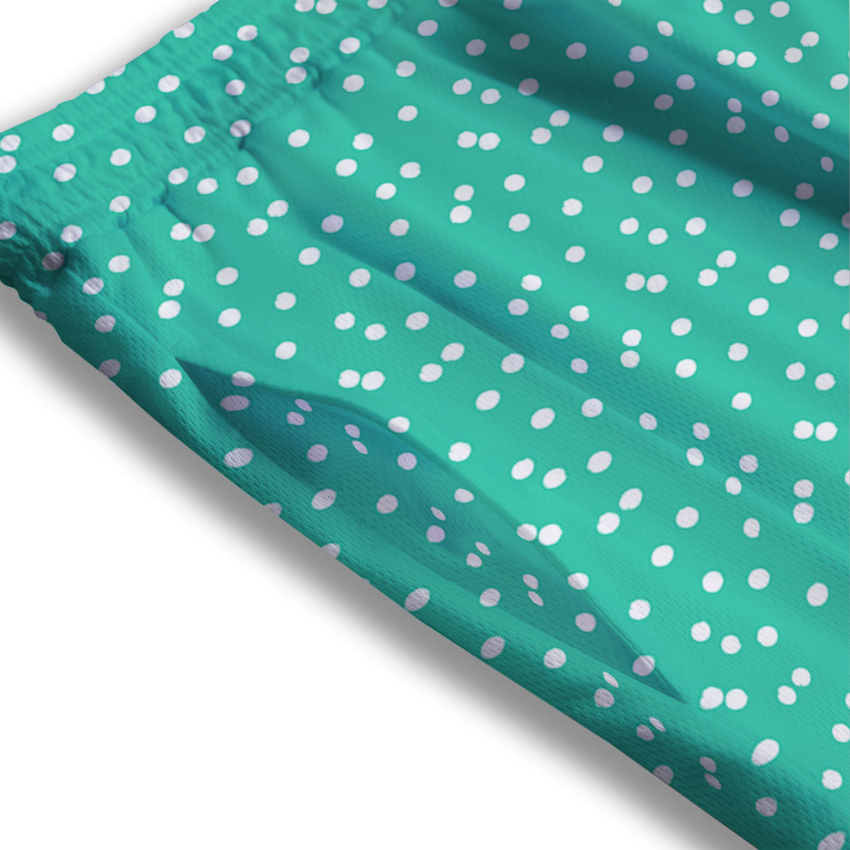 Polka Dot White And Green Print Pattern Mesh Shorts