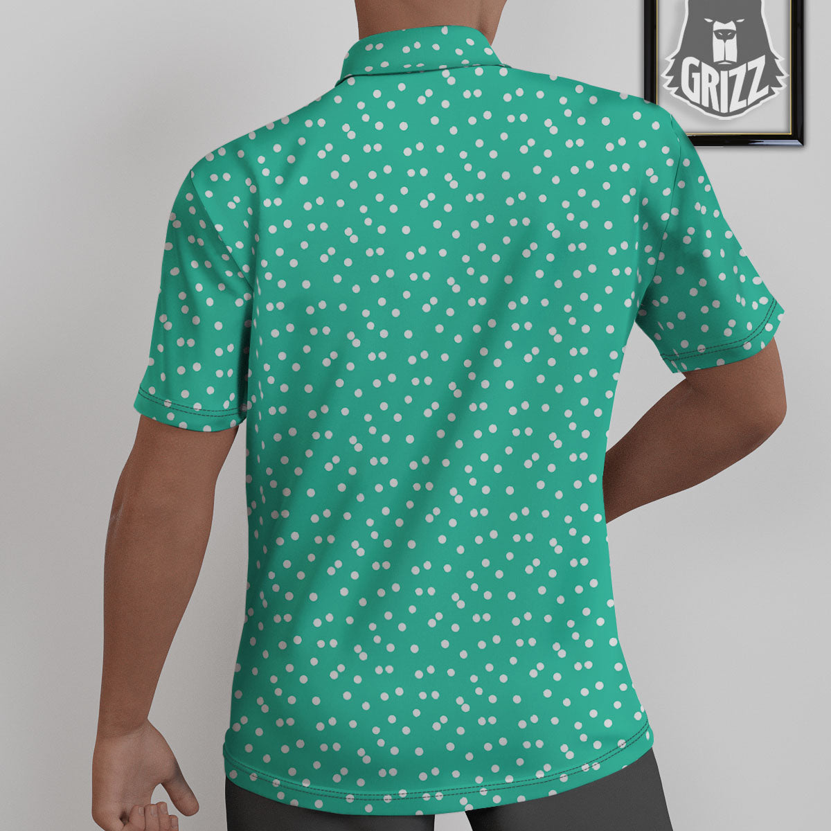 Polka Dot White And Green Print Pattern Untucked Shirts-grizzshop