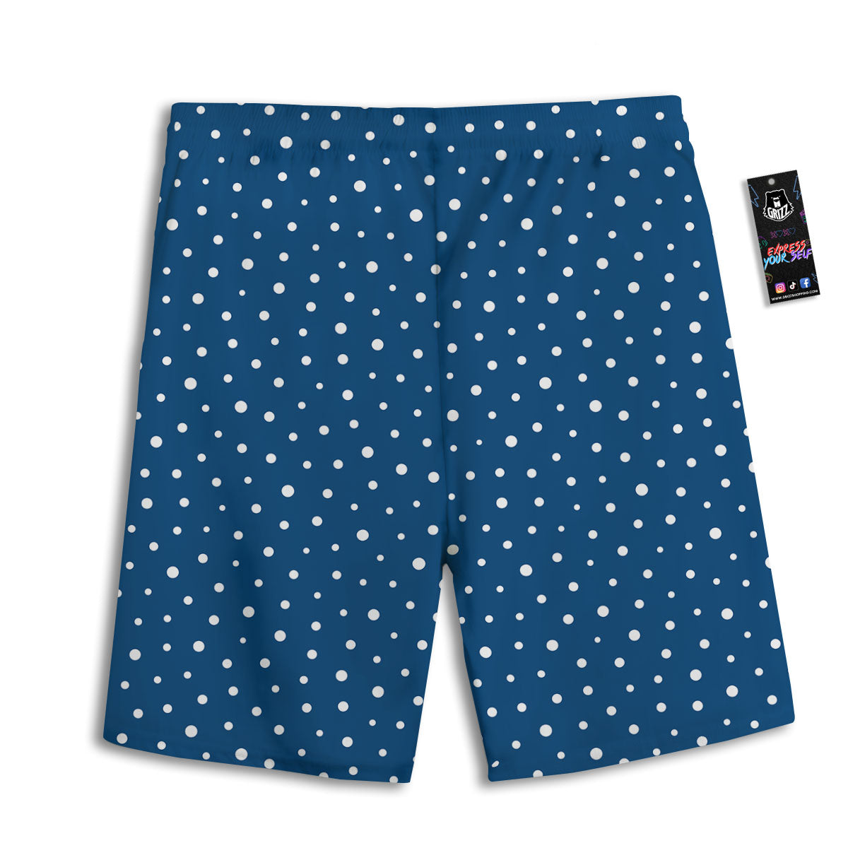Polka Dot White And Navy Print Pattern Men's Athletic Shorts