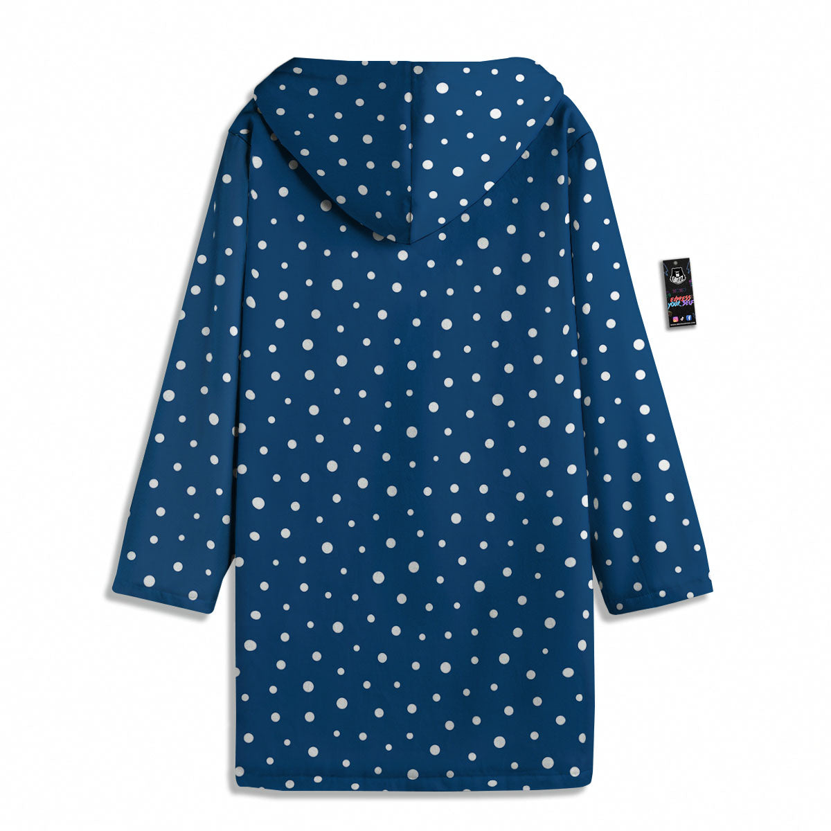 Polka Dot White And Navy Print Pattern Men's Windbreaker Jacket-grizzshop
