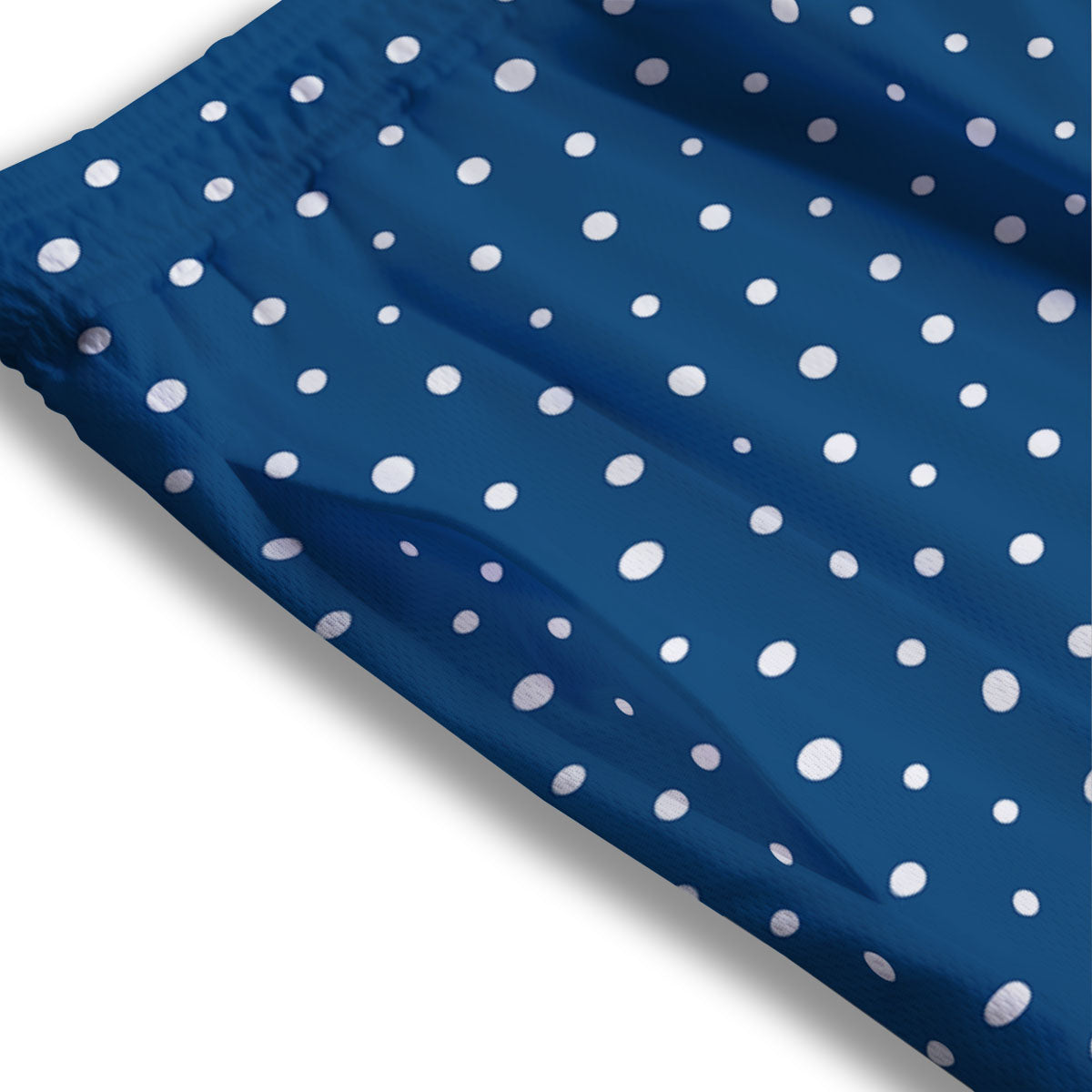 Polka Dot White And Navy Print Pattern Mesh Shorts