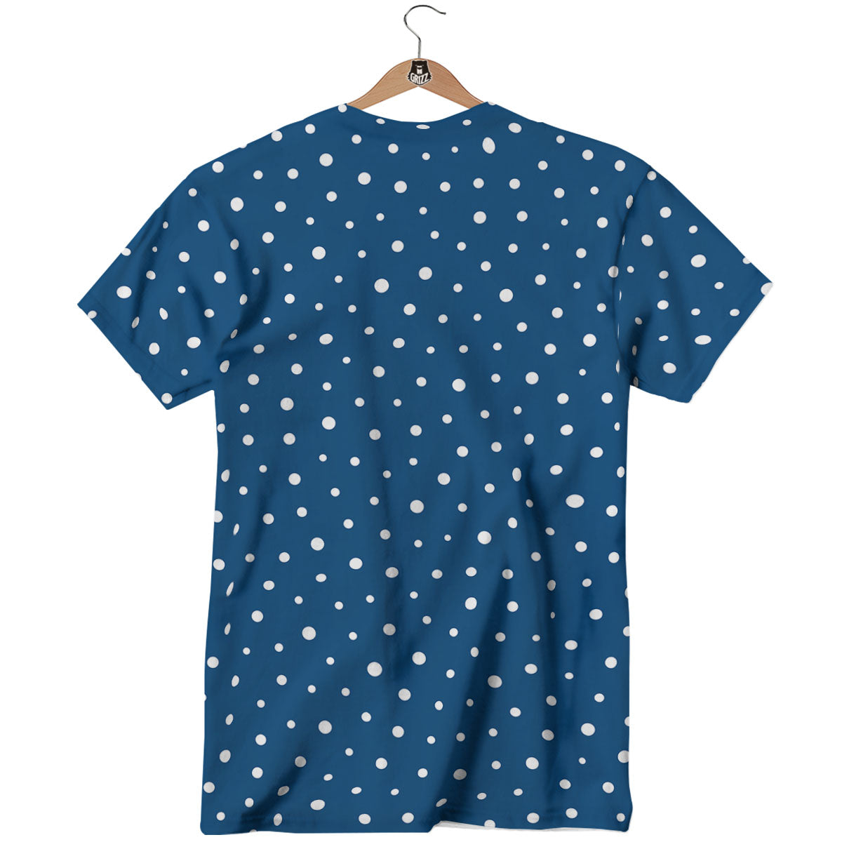 Polka Dot White And Navy Print Pattern T-Shirt-grizzshop