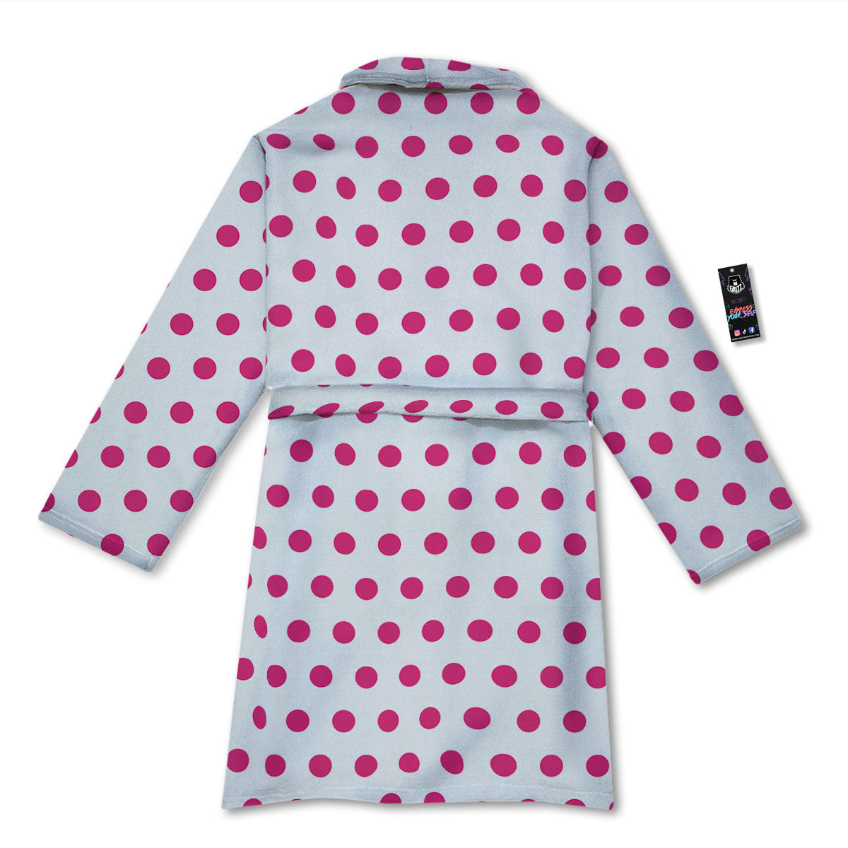 Polka Dot White And Pink Print Pattern Bathrobe-grizzshop