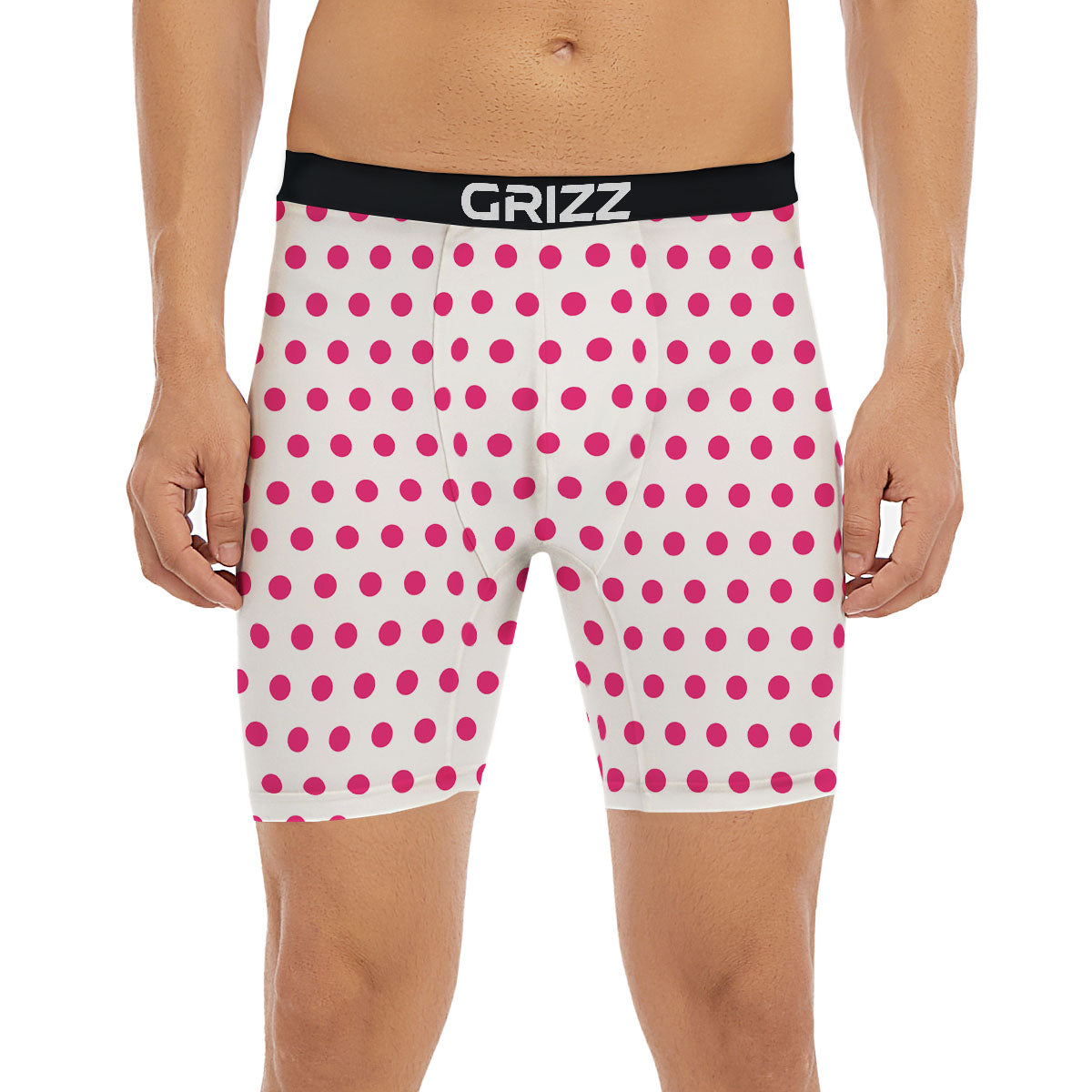 Polka Dot White And Pink Print Pattern Boxer Briefs-grizzshop