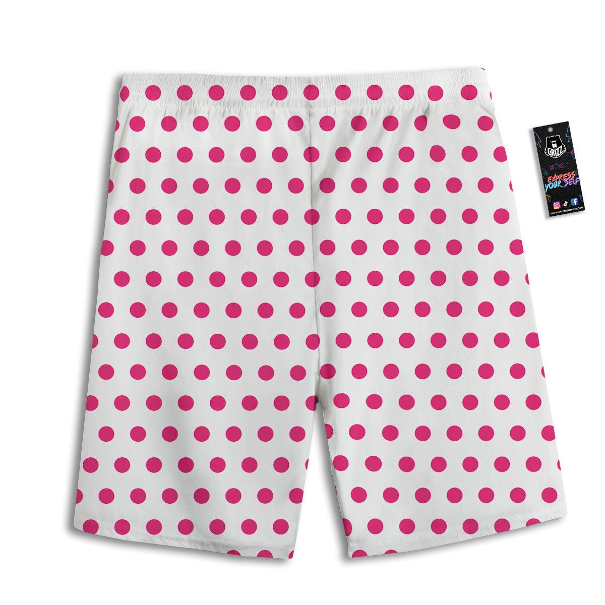 Polka Dot White And Pink Print Pattern Men's Athletic Shorts