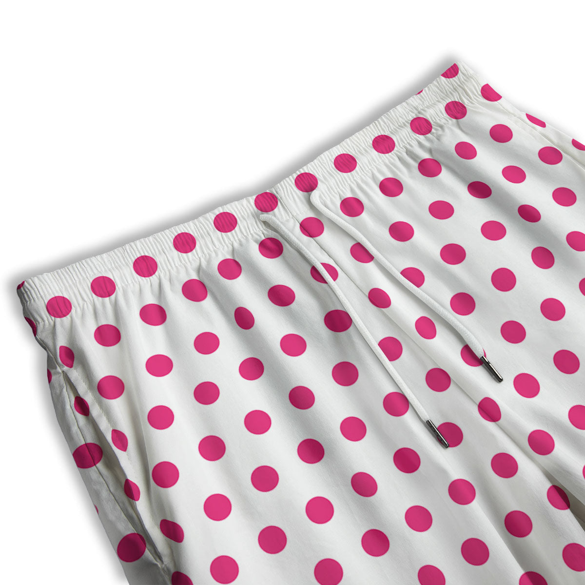 Polka Dot White And Pink Print Pattern Men's Athletic Shorts