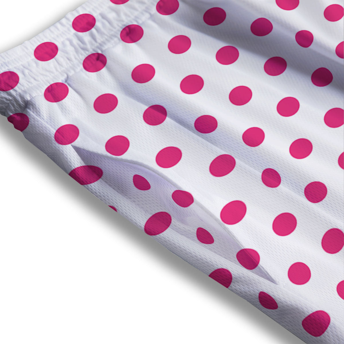 Polka Dot White And Pink Print Pattern Mesh Shorts