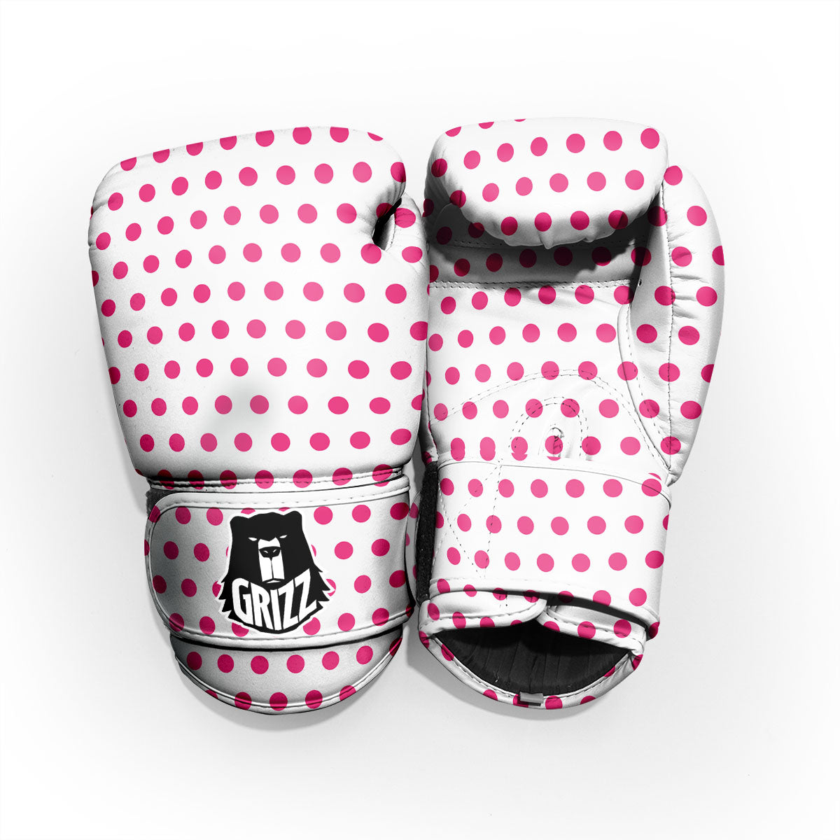 Polka Dot White And Pink Print Pattern Pro Boxing Glove