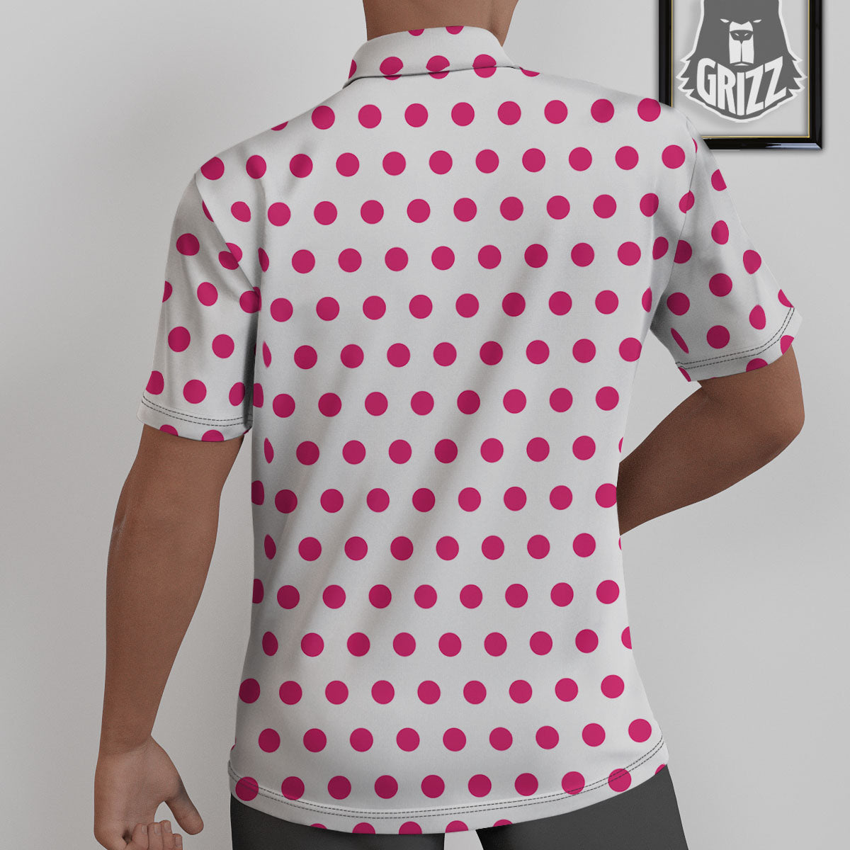 Polka Dot White And Pink Print Pattern Untucked Shirts-grizzshop