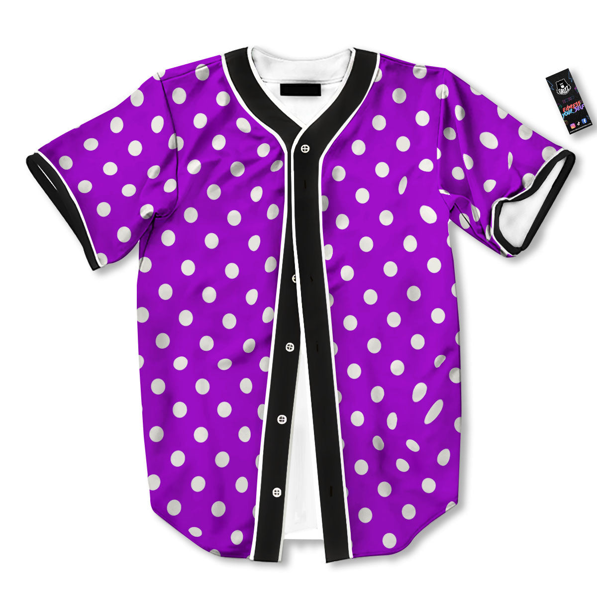 Polka Dot White And Purple Print Pattern Baseball Jersey-grizzshop