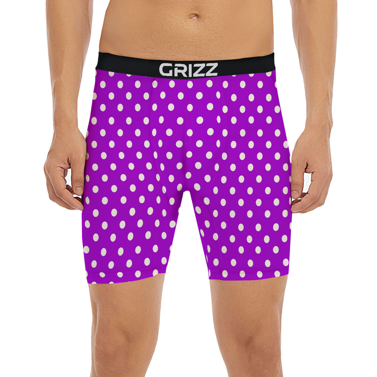 Polka Dot White And Purple Print Pattern Boxer Briefs-grizzshop