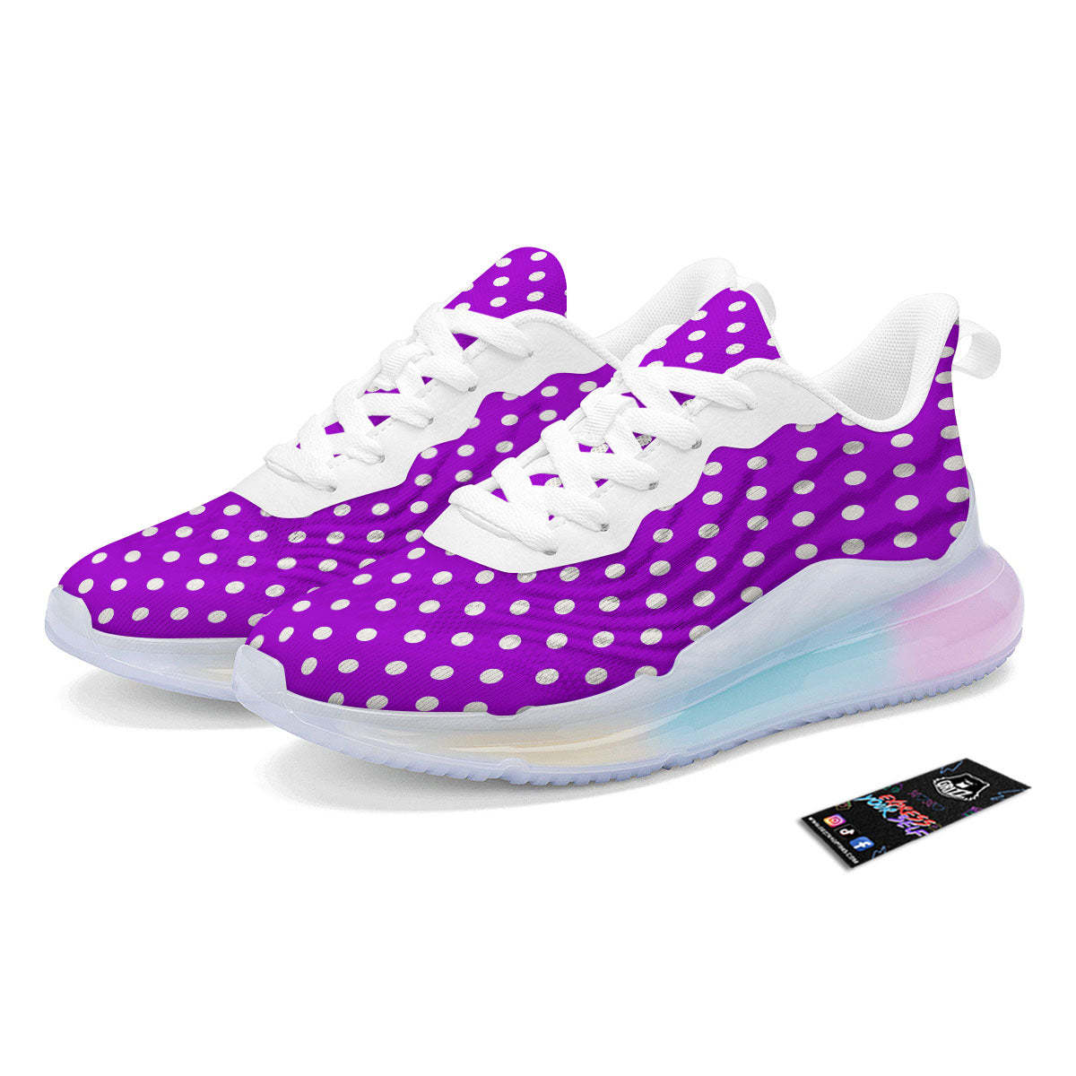 Polka Dot White And Purple Print Pattern Running Sneakers-grizzshop