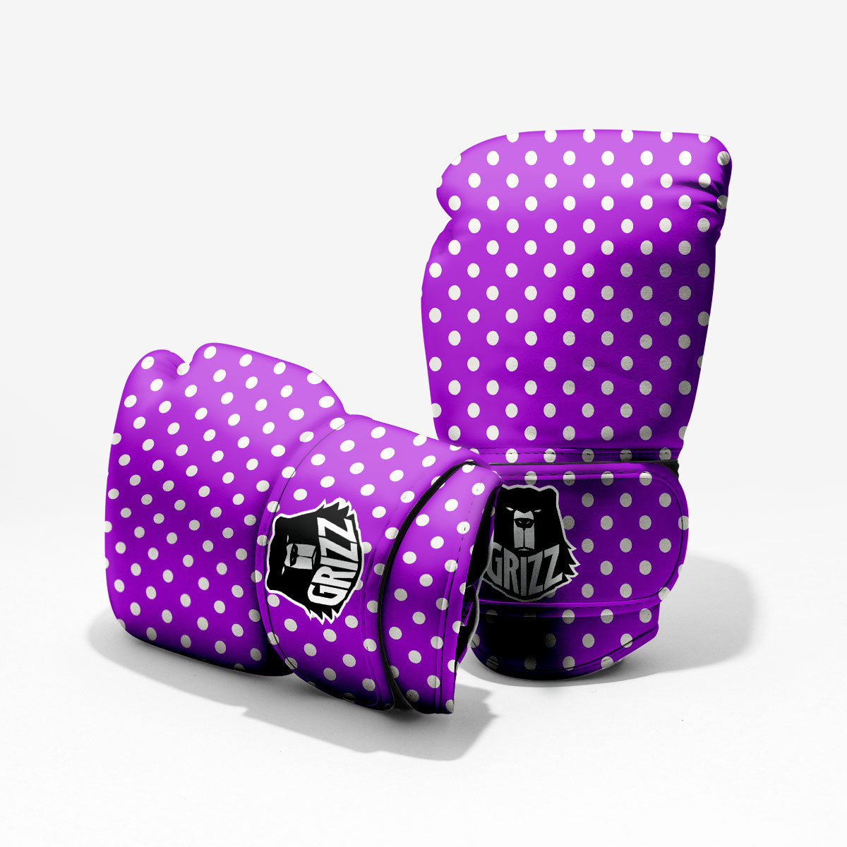 Polka Dot White And Purple Print Pattern Pro Boxing Glove