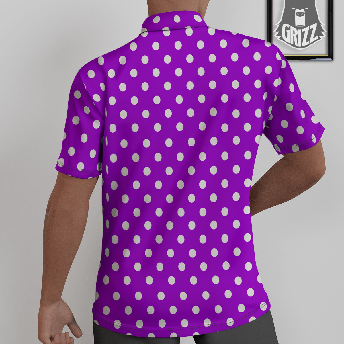 Polka Dot White And Purple Print Pattern Untucked Shirts-grizzshop
