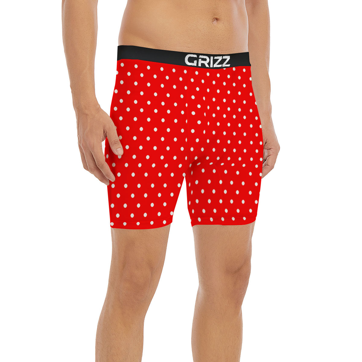 Polka Dot White And Red Print Boxer Briefs-grizzshop