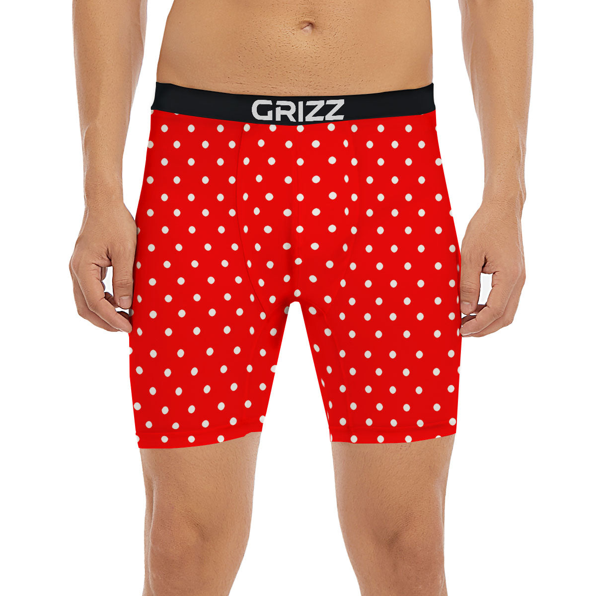 Polka Dot White And Red Print Boxer Briefs-grizzshop