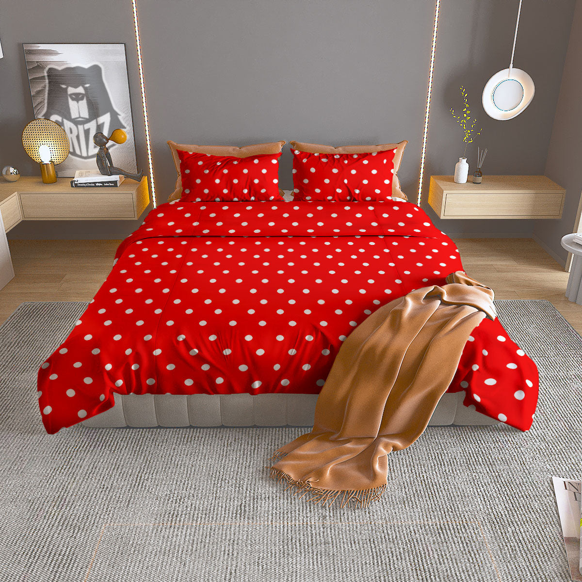 Pizza Teal Print Pattern Duvet Cover Bedding Set
