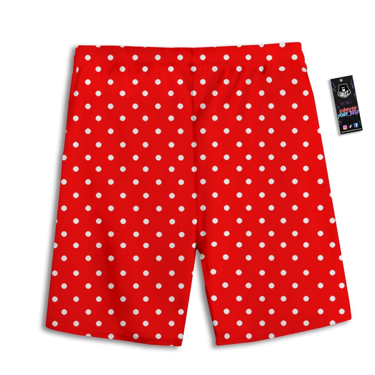 Polka Dot White And Red Print Men's Athletic Shorts
