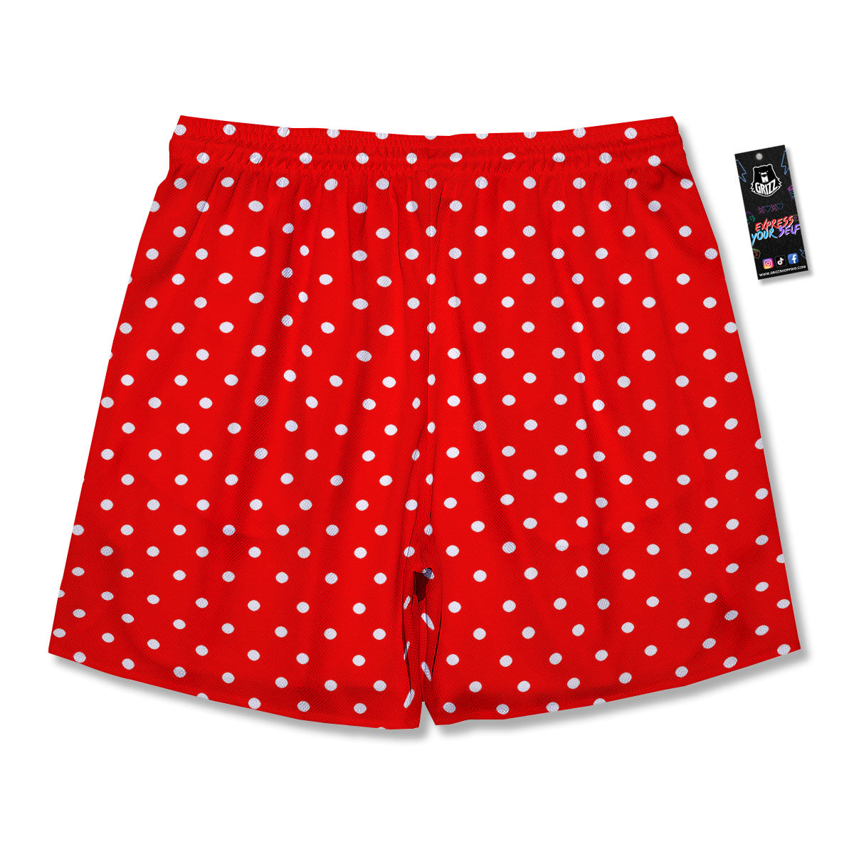 Polka Dot White And Red Print Men's Running Shorts-grizzshop
