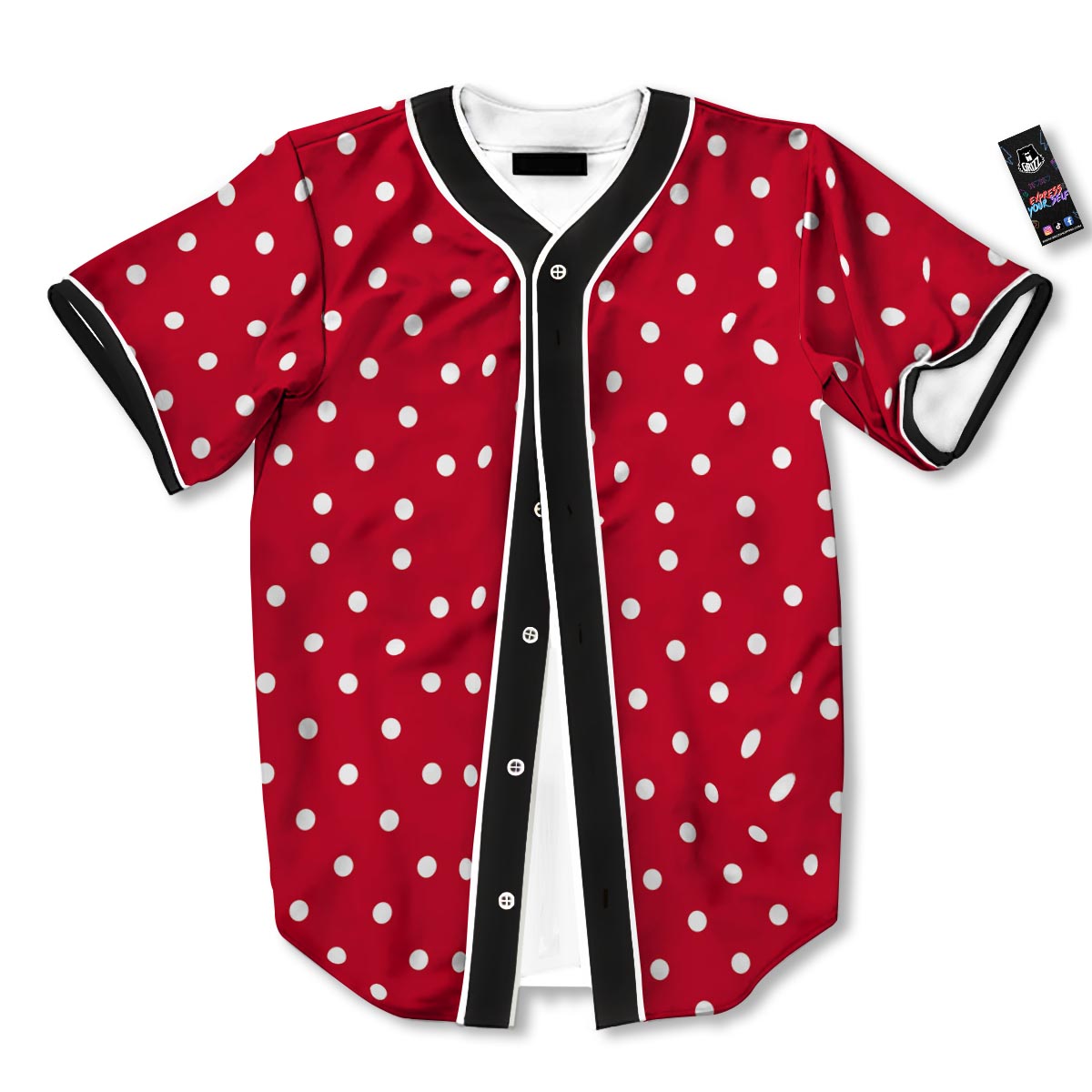 Polka Dot White And Red Print Pattern Baseball Jersey-grizzshop