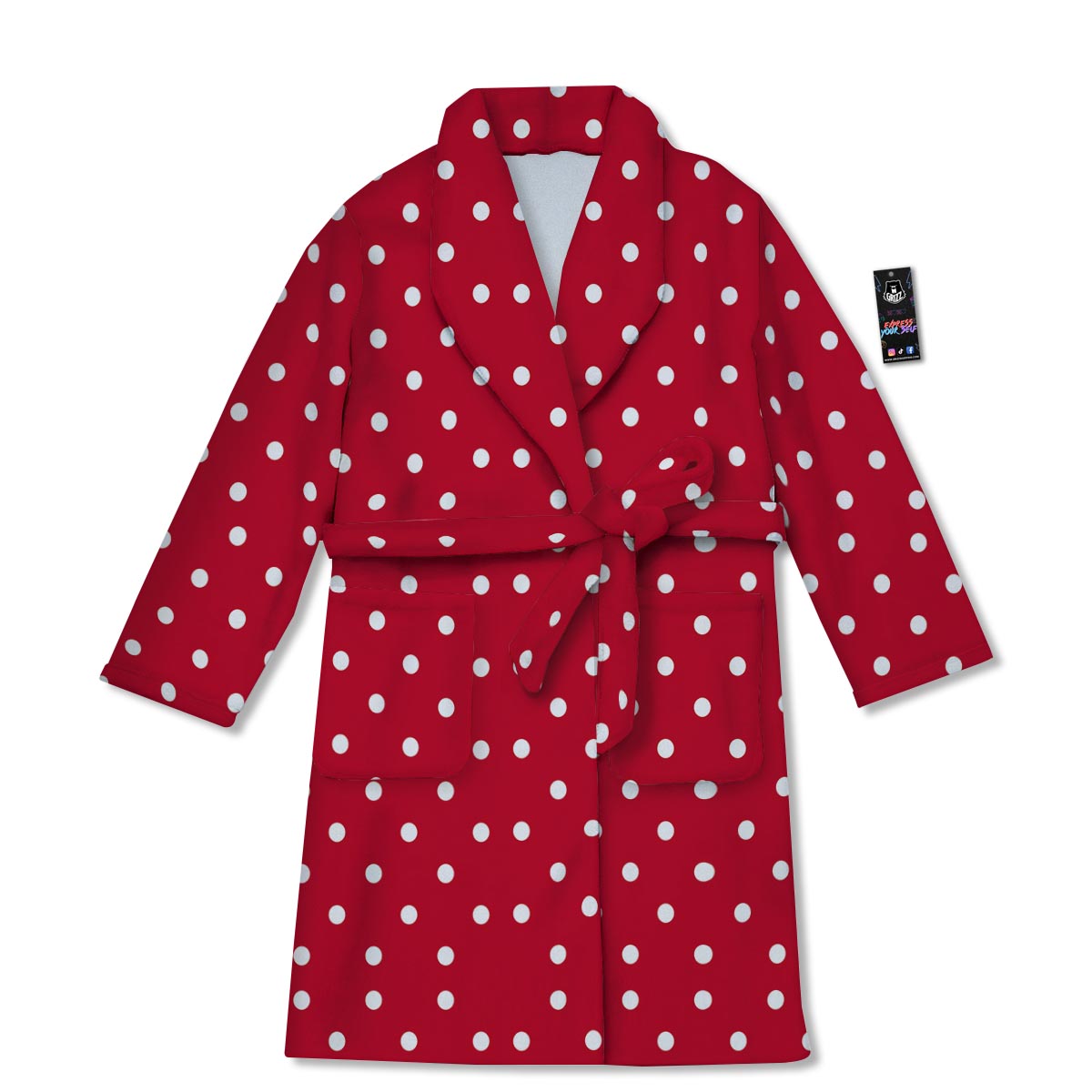 Polka Dot White And Red Print Pattern Bathrobe-grizzshop