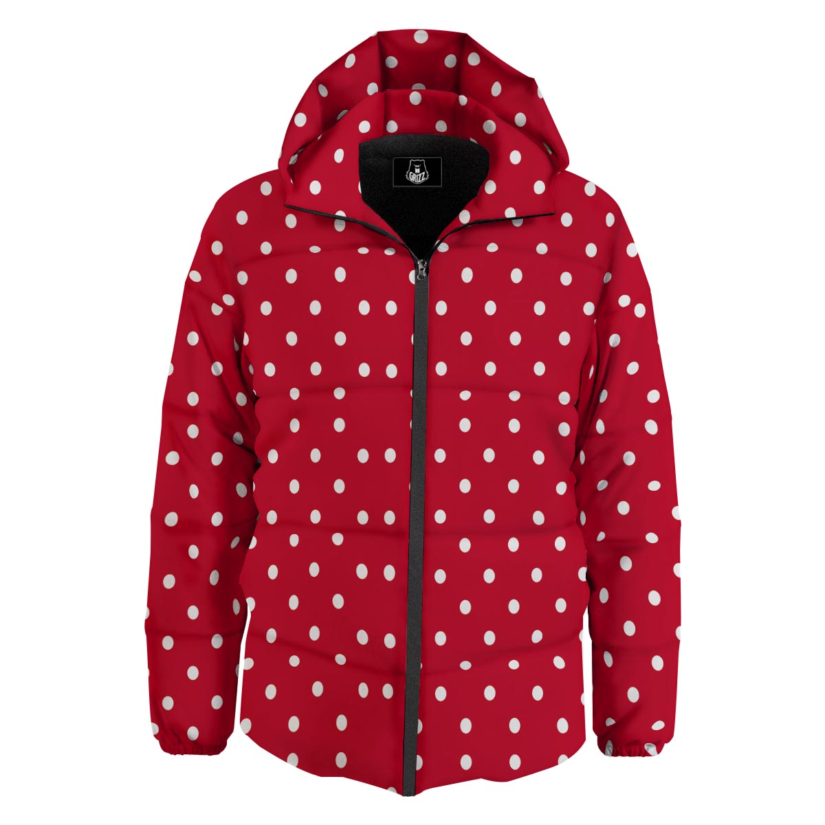 Polka Dot White And Red Print Pattern Down Jacket-grizzshop