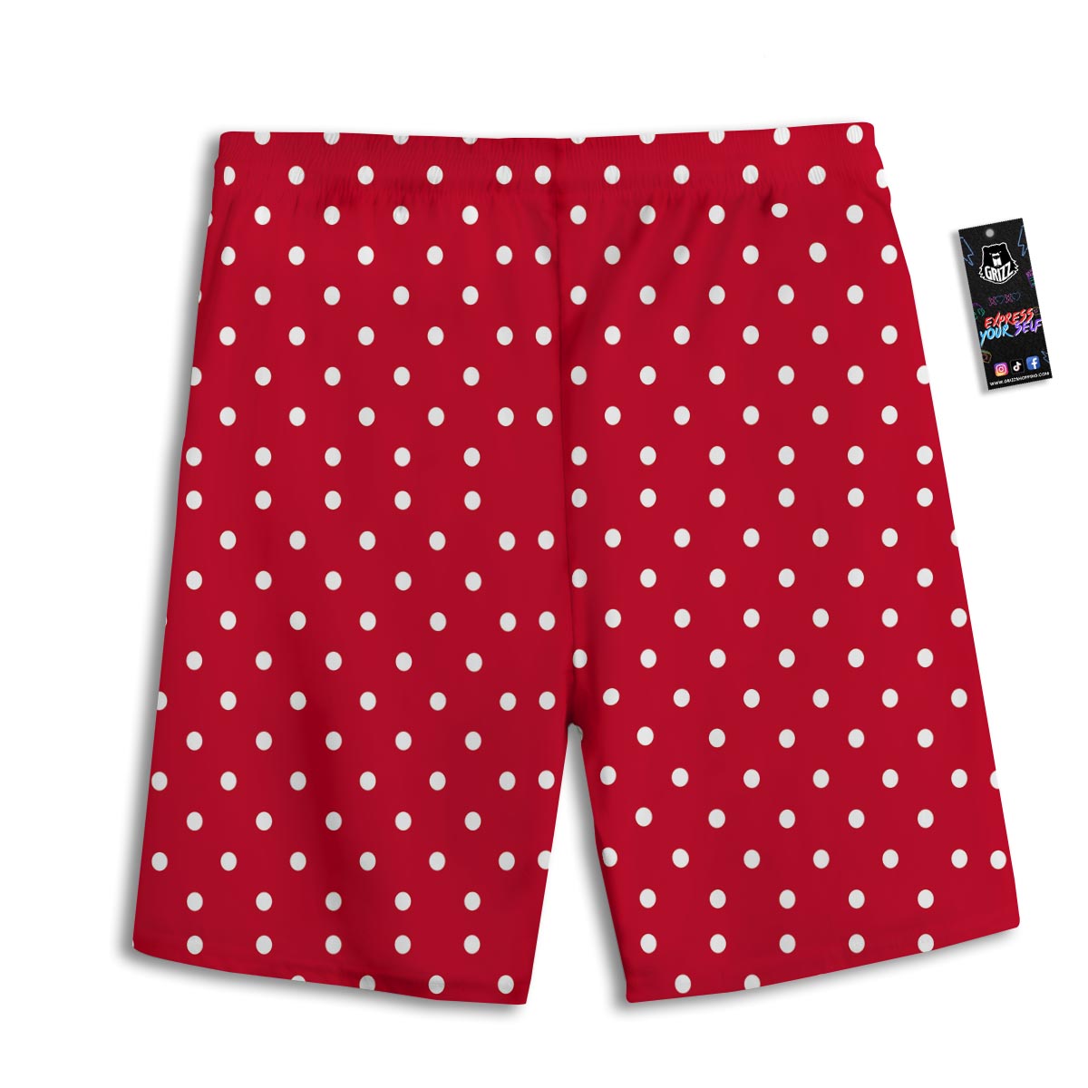 Polka Dot White And Red Print Pattern Men's Athletic Shorts