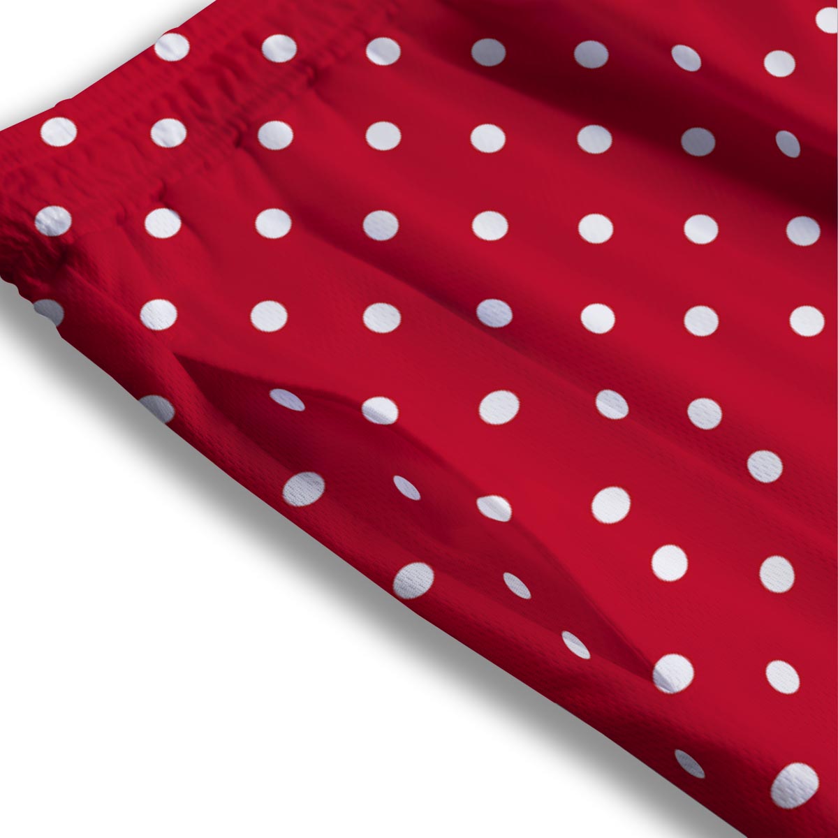 Polka Dot White And Red Print Pattern Mesh Shorts