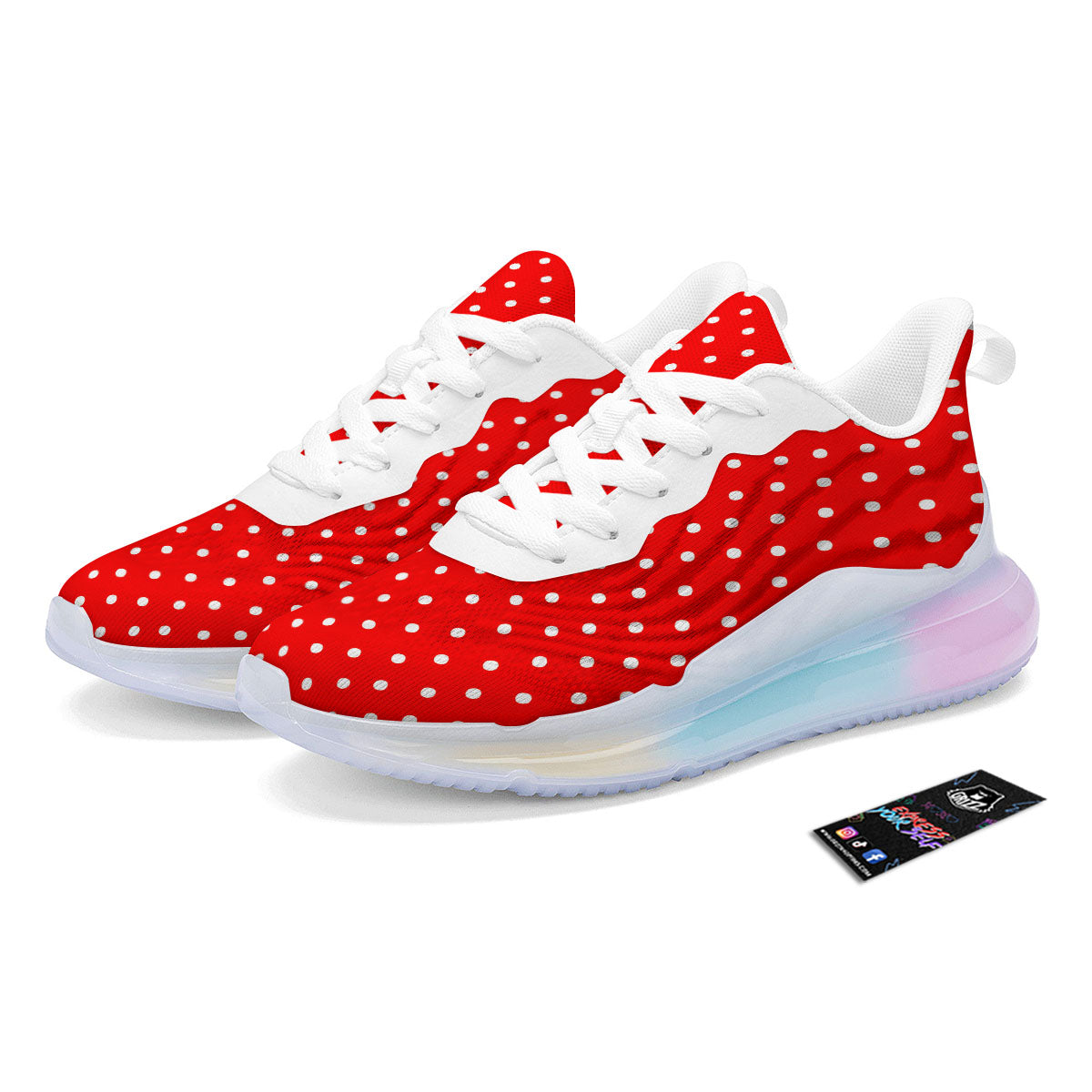 Polka Dot White And Red Print Running Sneakers-grizzshop
