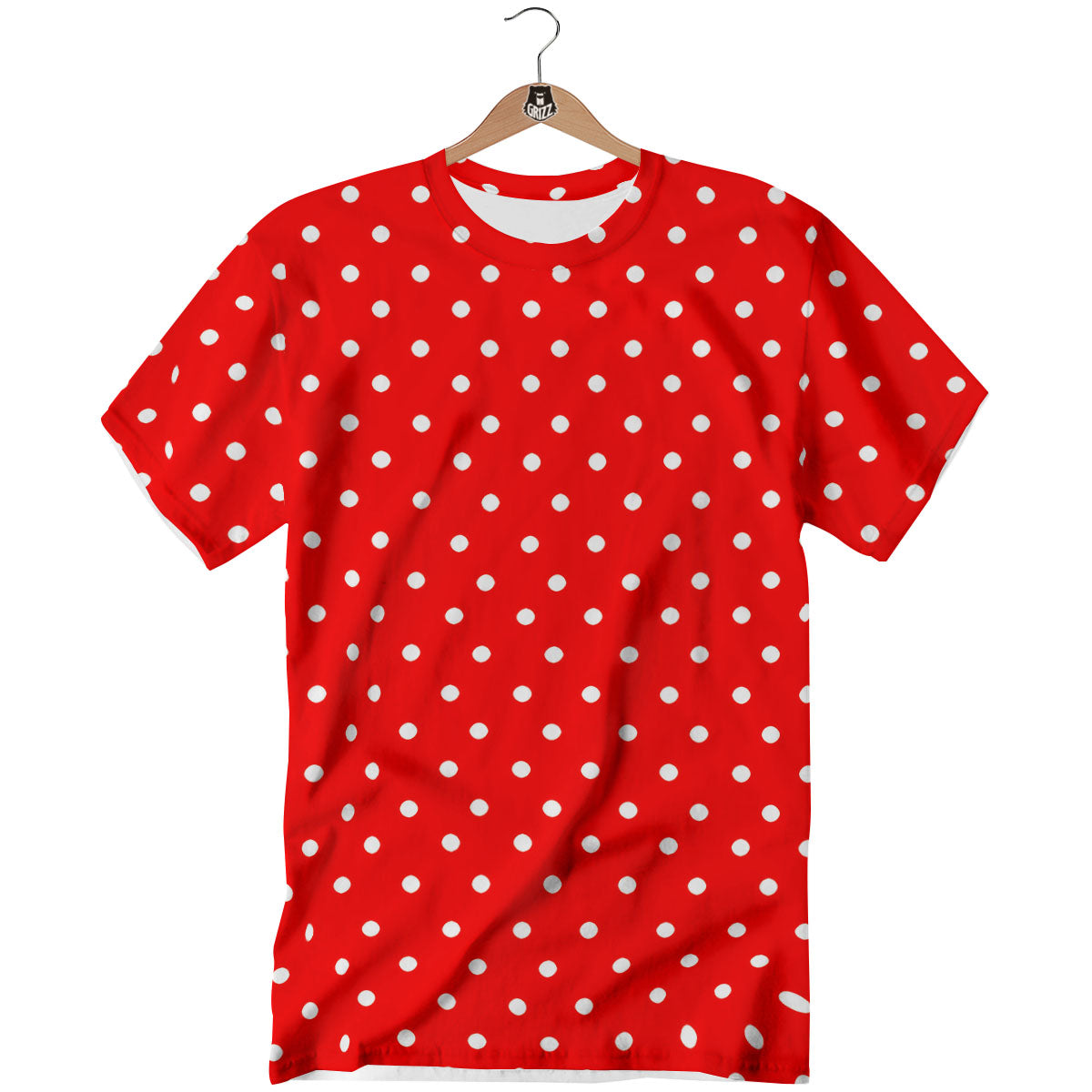 Polka Dot White And Red Print T-Shirt-grizzshop