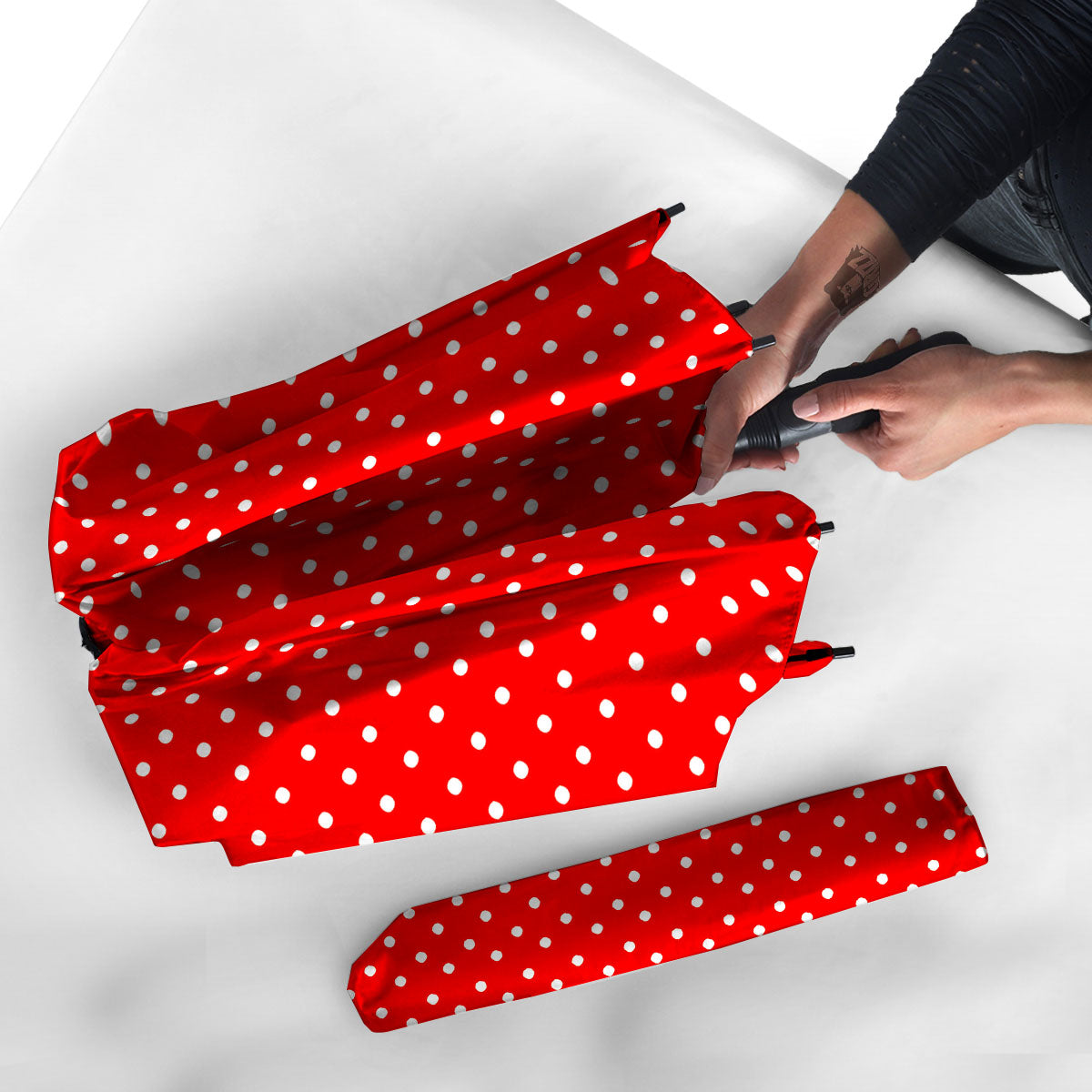 Polka Dot White And Red Print Umbrella-grizzshop