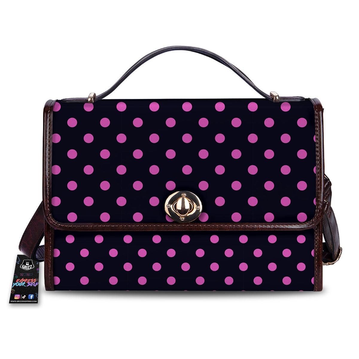 Polka Dot Black And Pink Print Pattern Women's Satchel Bag