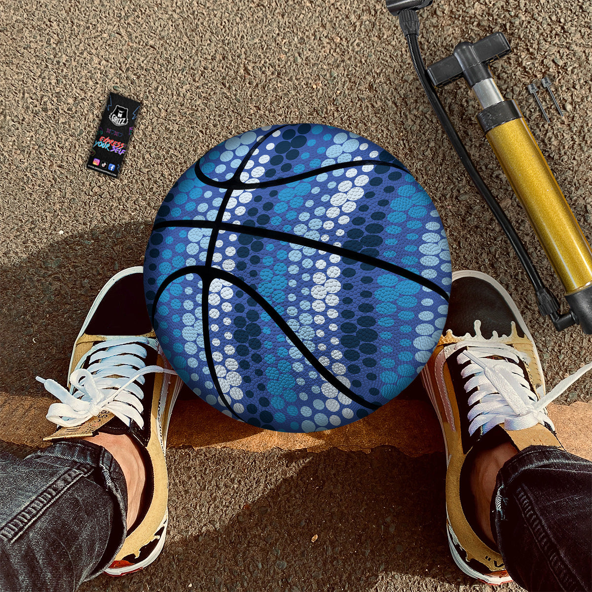 Polka Dot Blue Striped Print Pattern Basketball