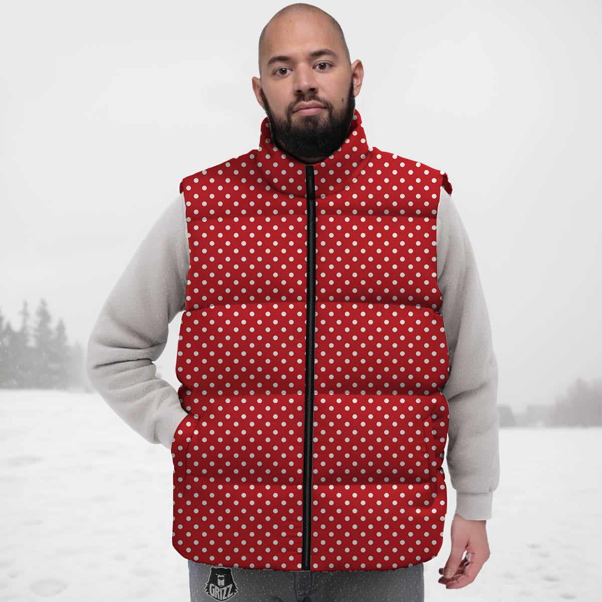 Polka Dot Christmas Print Pattern Down Vest