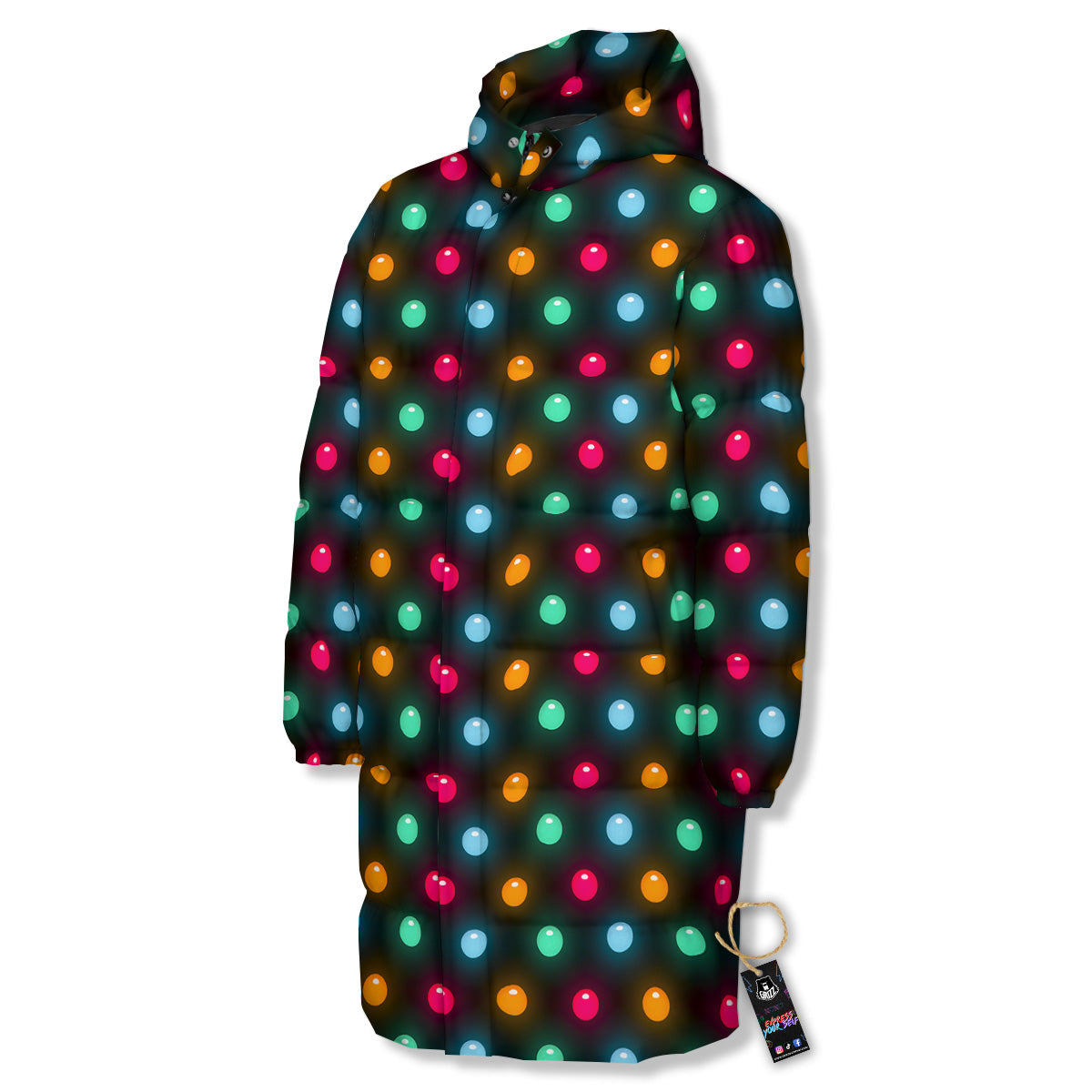 Polka Dot Light Print Long Down Jacket