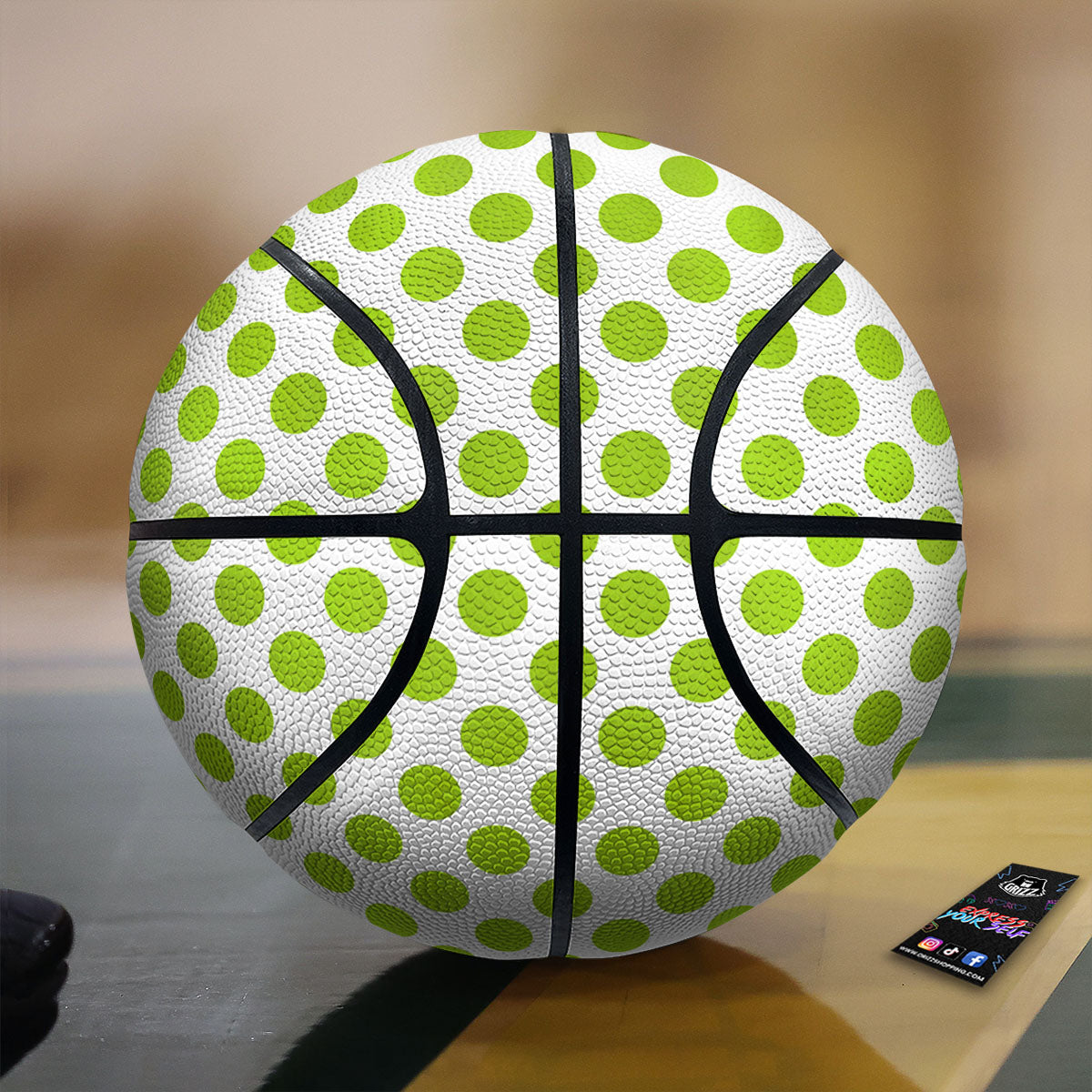 Polka Dot Lime Green And White Print Basketball