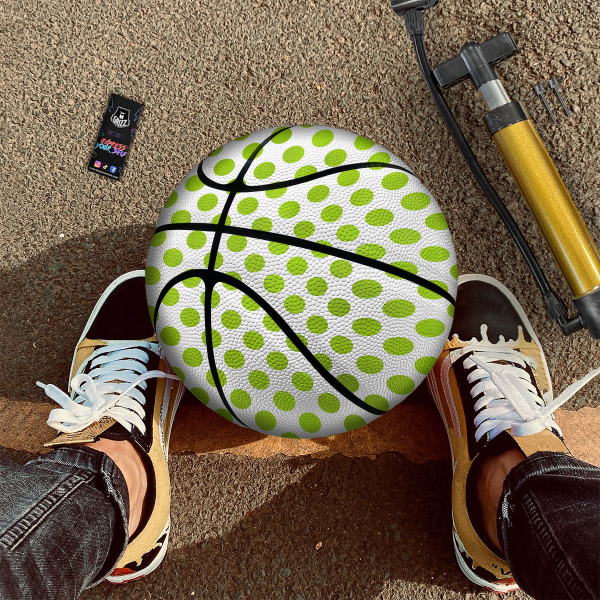 Polka Dot Lime Green And White Print Basketball