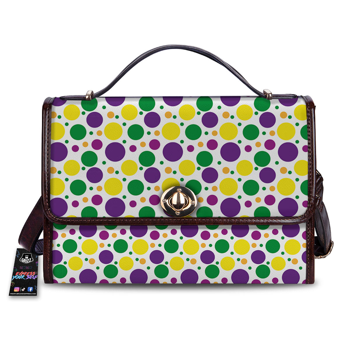 Polka Dot Mardi Gras Print Pattern Women's Satchel Bag