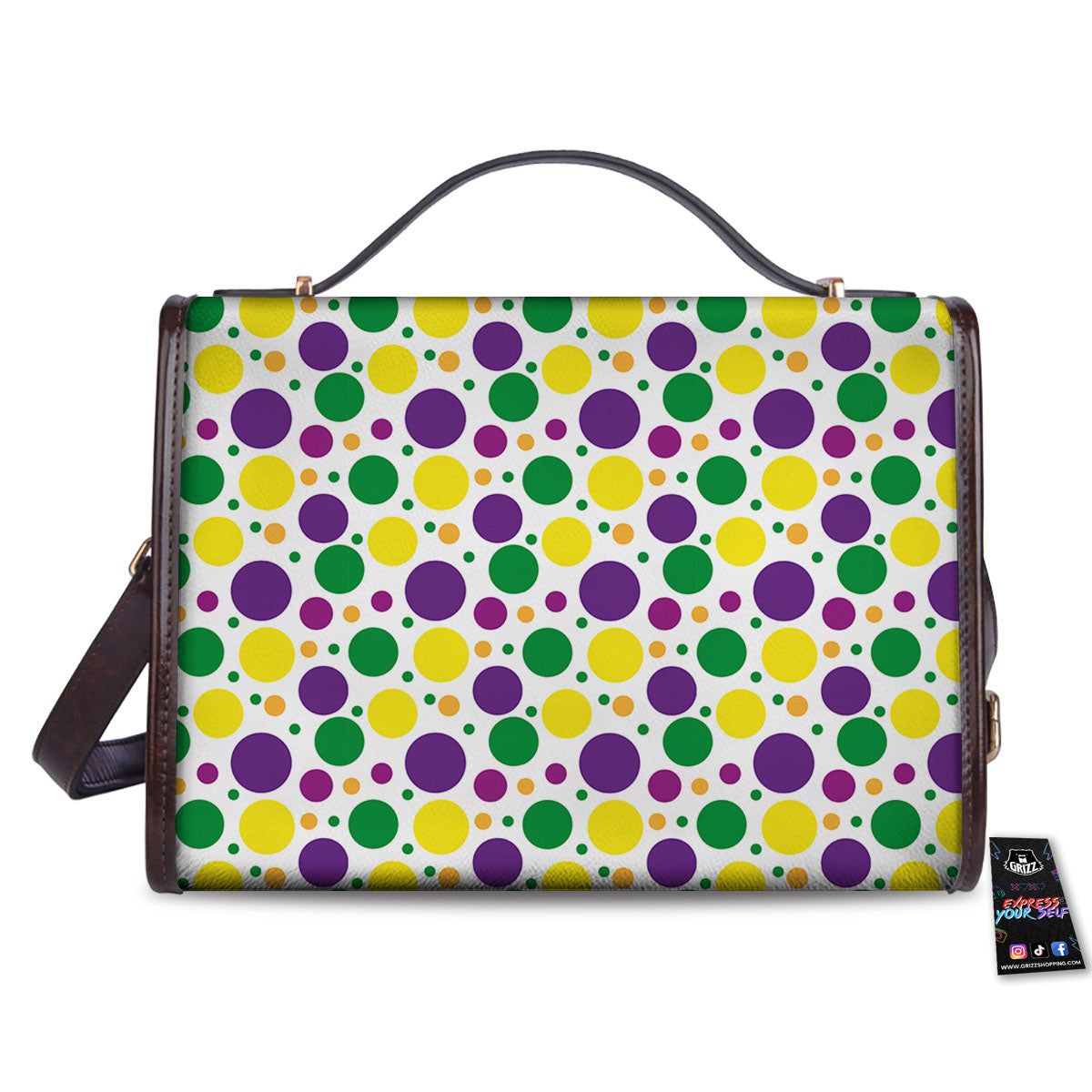 Polka Dot Mardi Gras Print Pattern Women's Satchel Bag