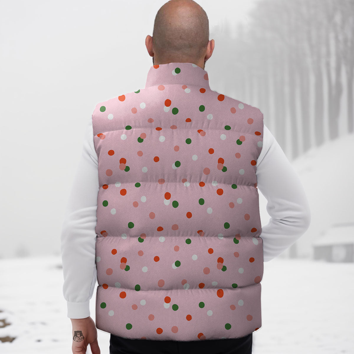 Polka Dot Merry Christmas Print Pattern Down Vest