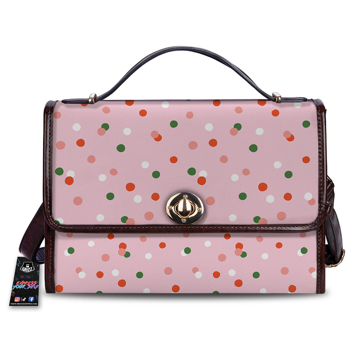 Polka Dot Merry Christmas Print Pattern Women's Satchel Bag