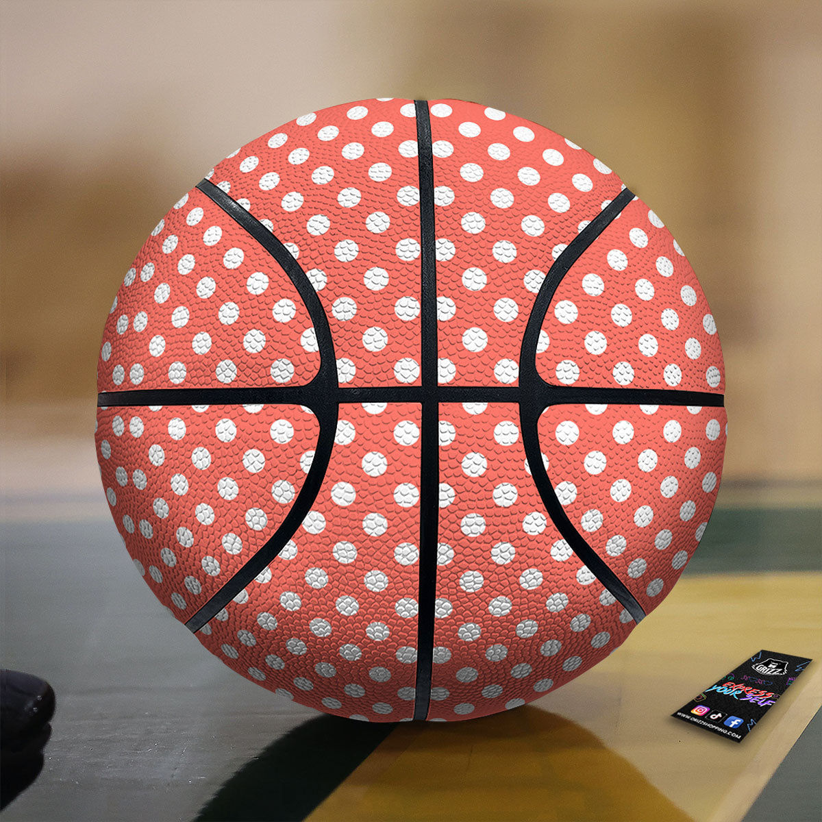 Polka Dot Pastel Red And White Print Basketball