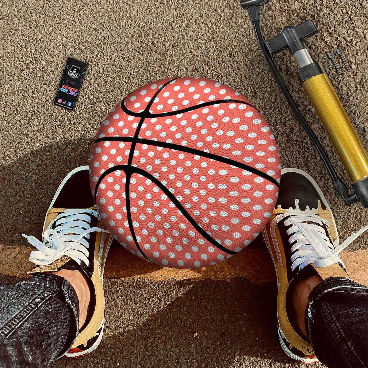 Polka Dot Pastel Red And White Print Basketball