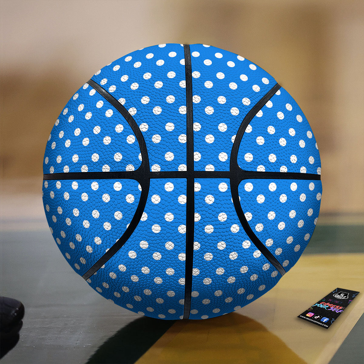 Polka Dot White And Blue Print Pattern Basketball