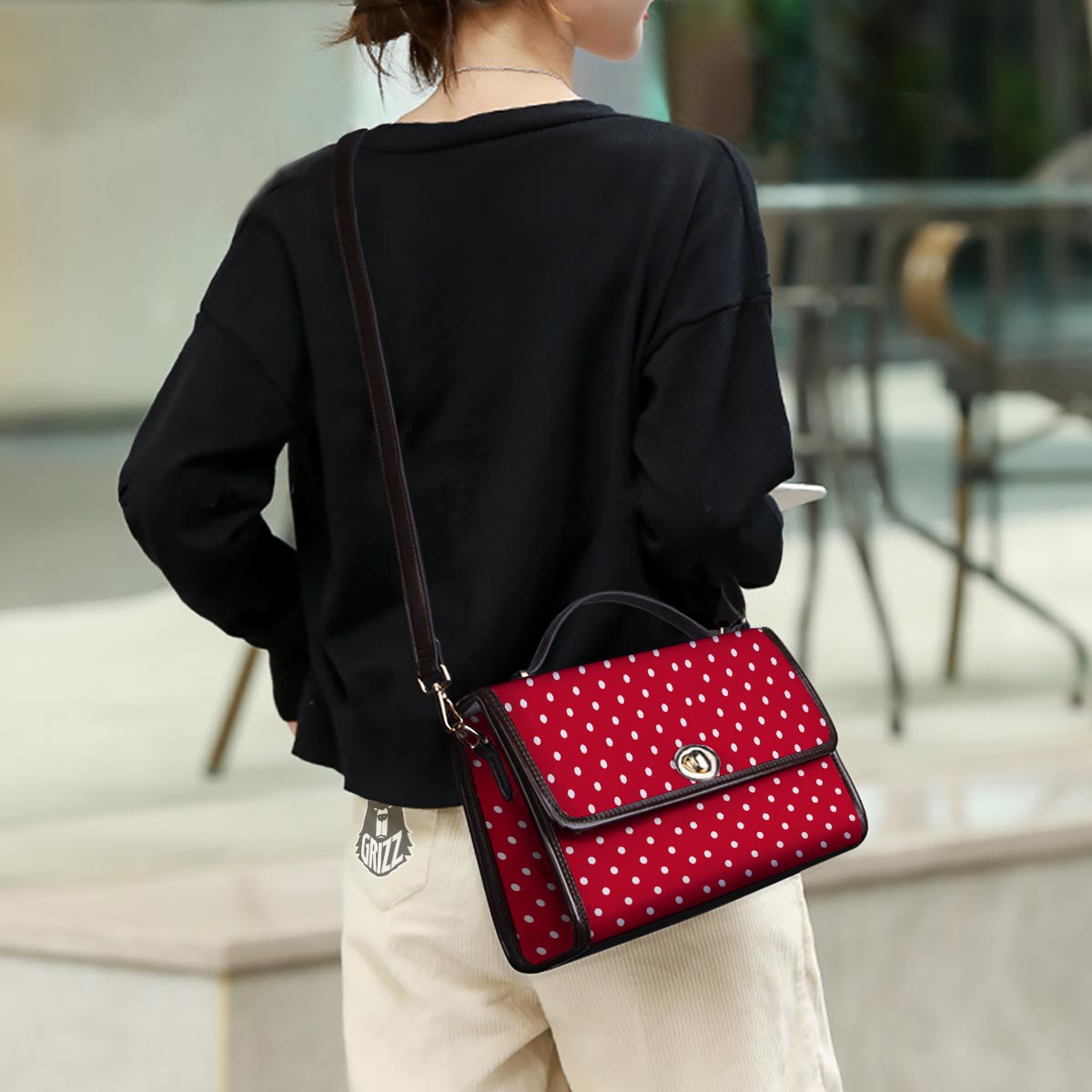 Polka Dot White And Red Print Pattern Women's Satchel Bag