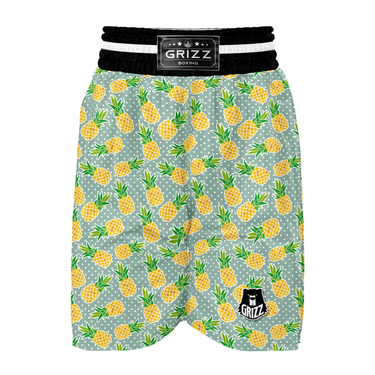 Polkadot Green Pineapple Print Boxing Shorts-grizzshop