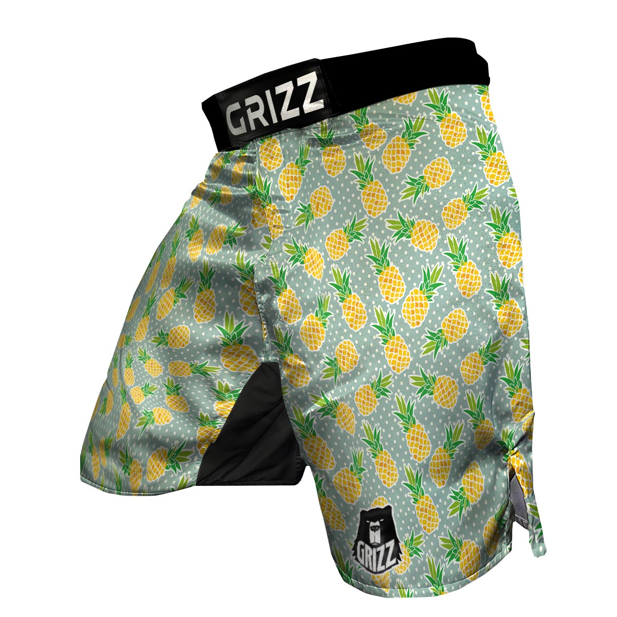 Polkadot Green Pineapple Print MMA Shorts-grizzshop