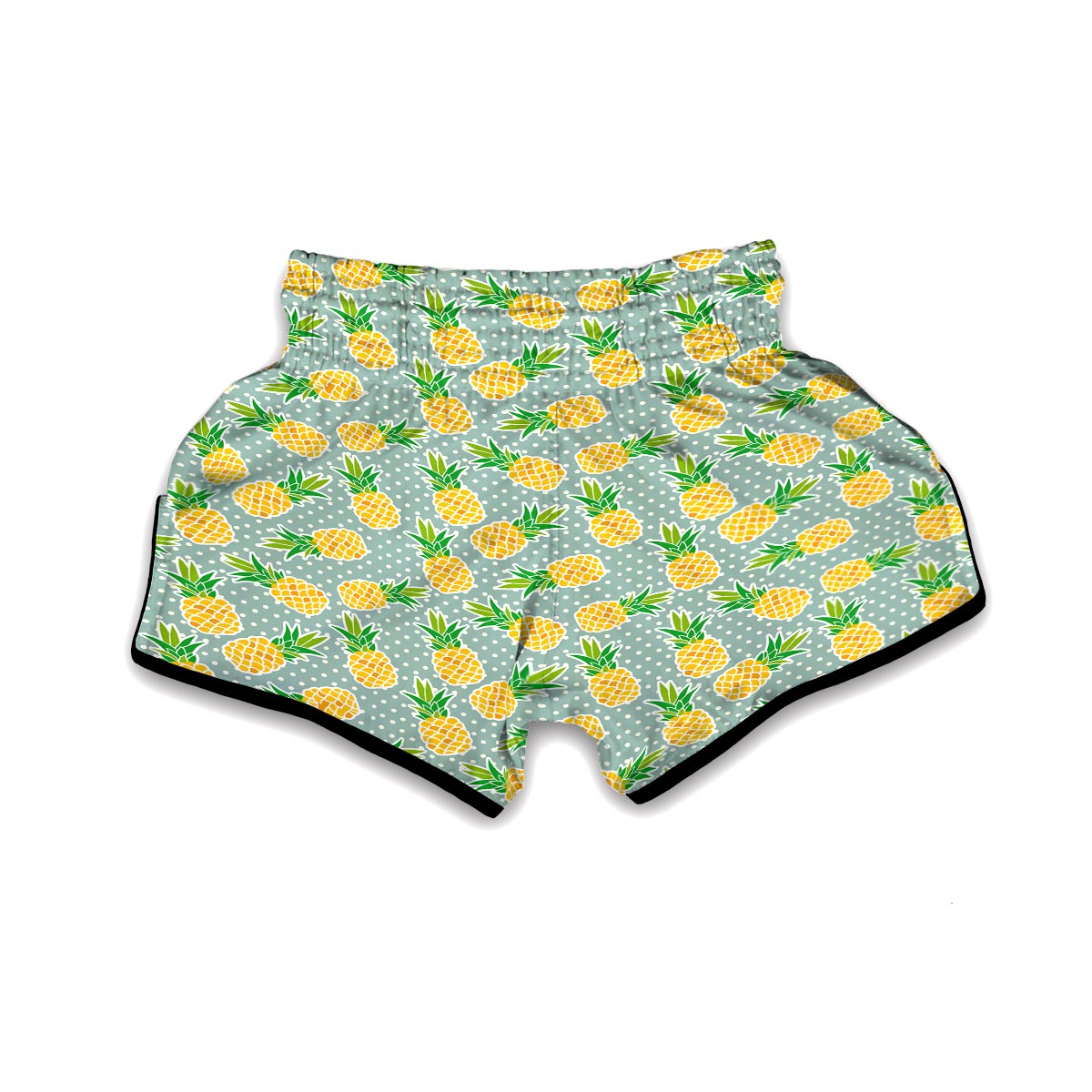 Polkadot Green Pineapple Print Muay Thai Boxing Shorts-grizzshop