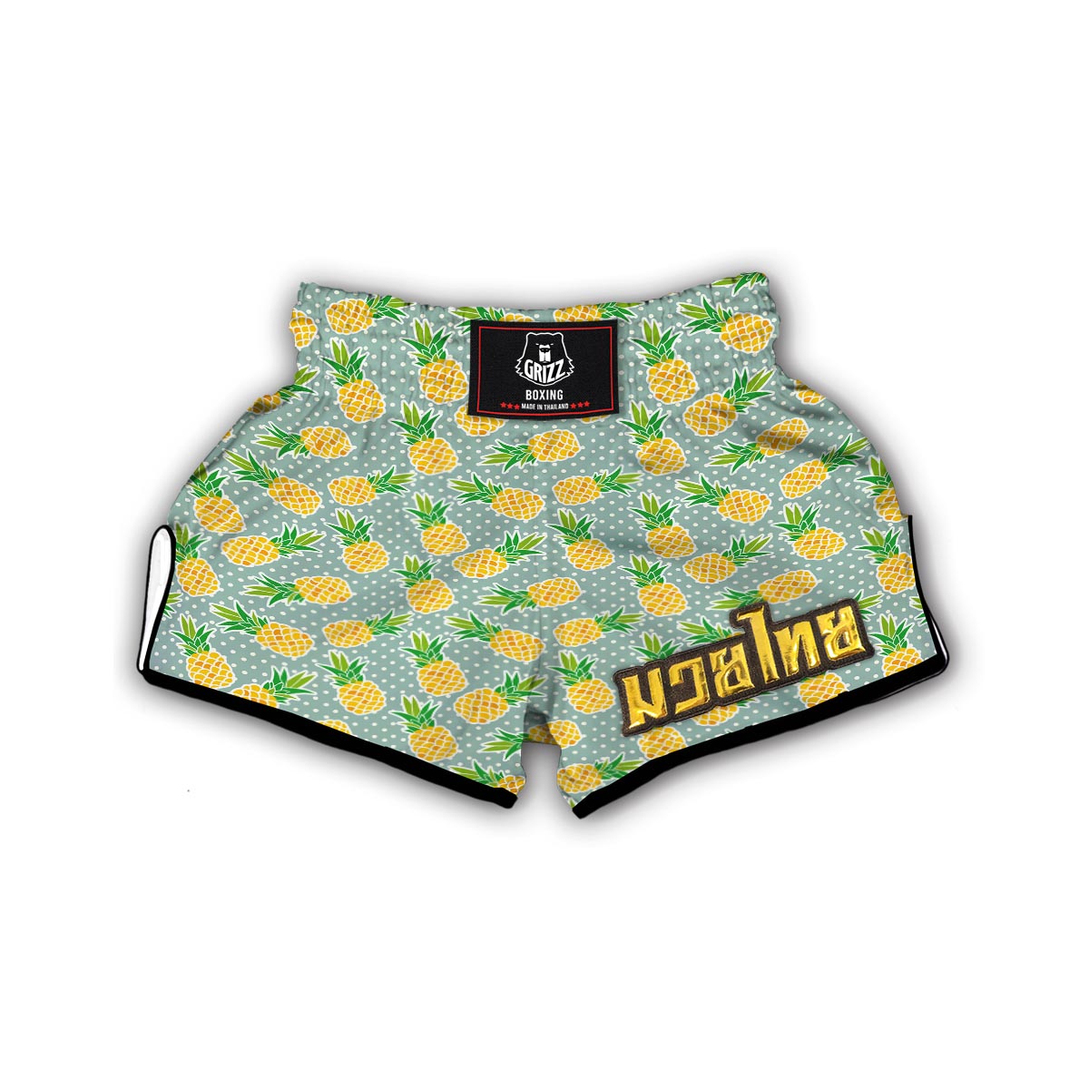 Polkadot Green Pineapple Print Muay Thai Boxing Shorts-grizzshop