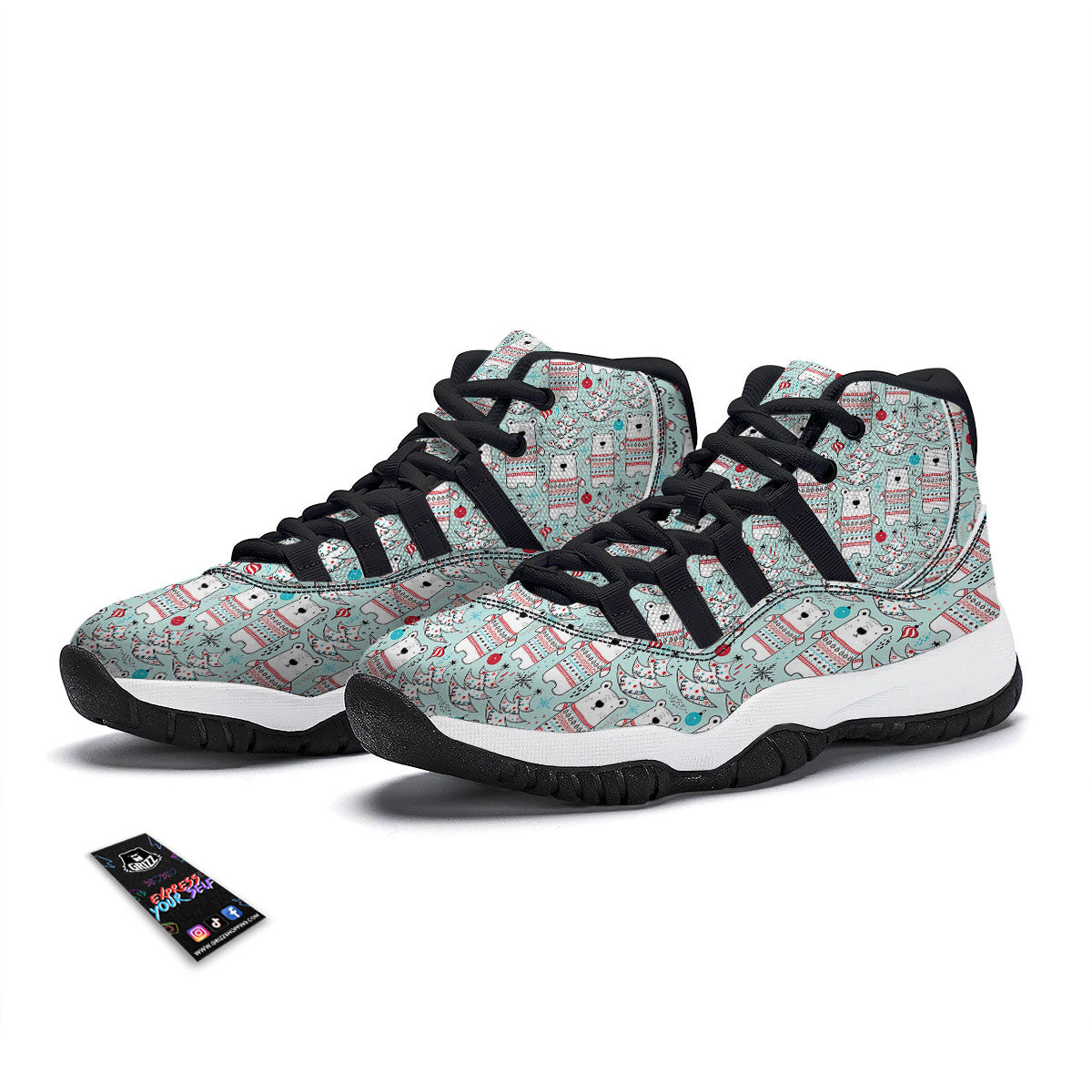 Polor Bear Christmas Black Bball Shoes-grizzshop
